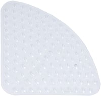 XM-ZHHY Sarok Zuhanyszőnyeg - Csúszásgátló Negyedköríves Fürdőszobai Szőnyeg Tapadókorongokkal, Antibakteriális, 54x54 cm, Átlátszó Fehér 1