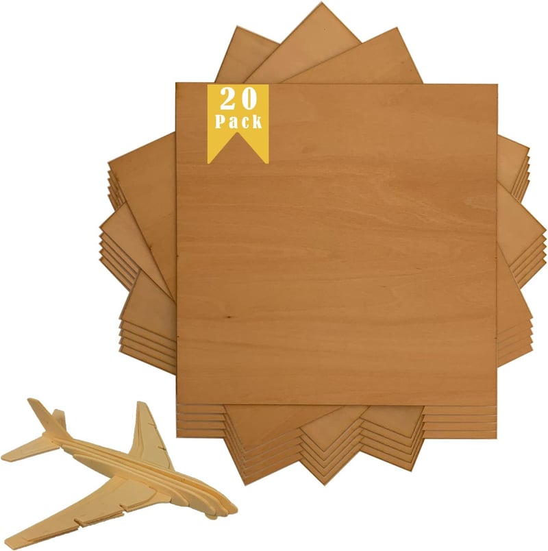 Barkács Holzplatten 20db - 200x200x1,5mm Natúr Falap Modellezéshez, Gravírozáshoz