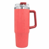 Nerthus FIH 1438 Termos šalica 900 ml u koraljno crvenoj boji s poklopcem i slamkom za putovanja i automobil — s mrljama od vode (stanje: vidi 2. sliku) 1