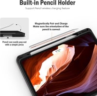 Antbox iPad Pro 12.9" Bőrtok (2018-2022) - Ceruza tartóval, Automata Alvás/Ébresztés funkcióval, PU Bőr Védőtok, Barna 5