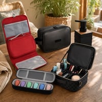 Putni set za toaletne potrepštine: 2x neseser + etui za četkicu + kozmetička torbica + dozator + zrcalo 1