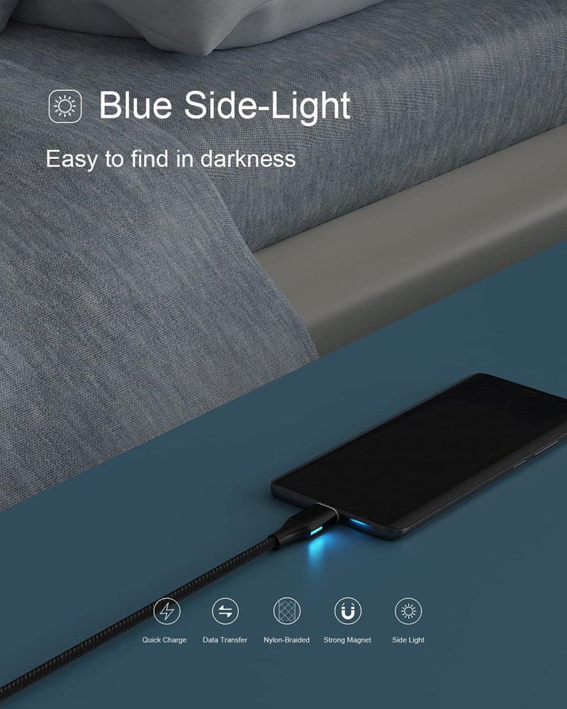 NetDot LED-es USB-A USB-M kábel, 1m, 3db-os csomag - Felújított