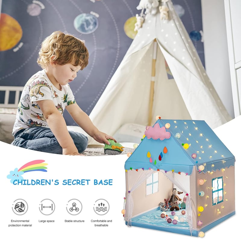 Ergocar Tipi Gyerek Sátor - Beltéri/Kültéri Játéksátor Fiúknak és Lányoknak, Fényfüzérrel és Labdákkal