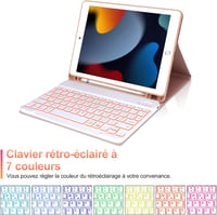 JADEMALL Levehető Bluetooth Billentyűzet Tok iPad 10.2" 9/8/7 Generációhoz - Háttérvilágítású AZERTY Billentyűzet, Rózsaszín

AI: I've creat 5
