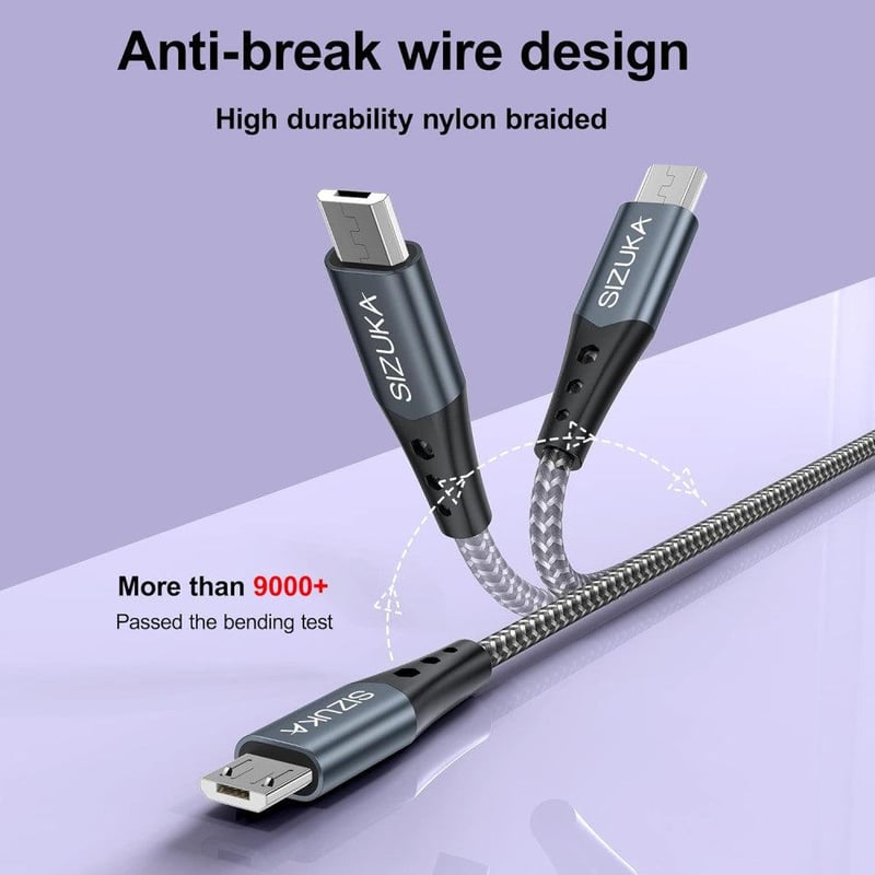 SIZUKA USB-A - Micro USB kábel, 2db, 0,5m, Újracsomagolt