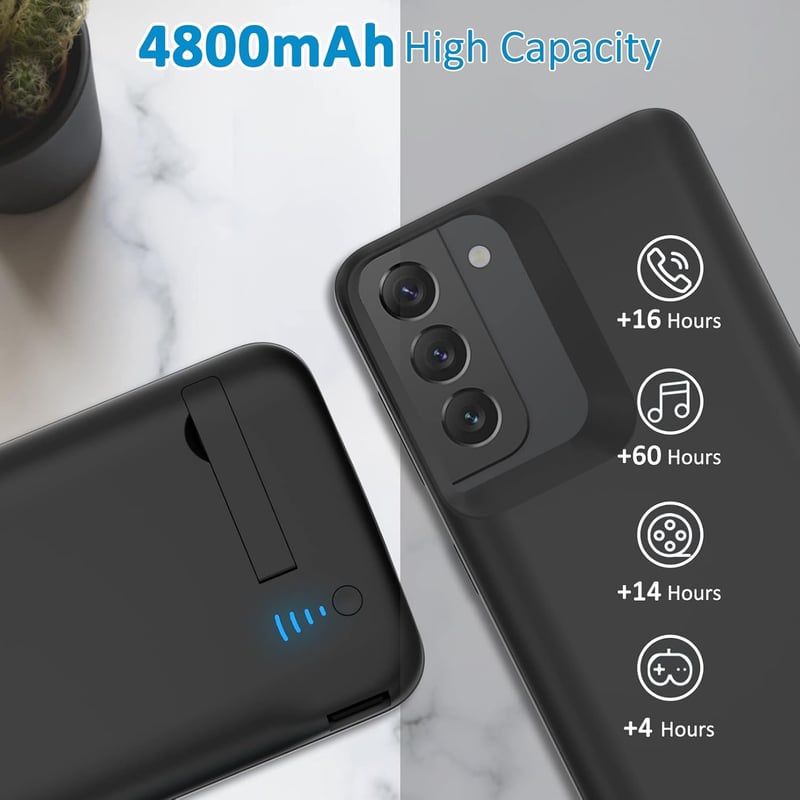 Samsung Galaxy S22 akkumulátoros tok 4800 mAh-s, állvánnyal - Gladgogo