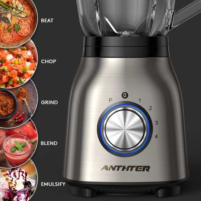 Anthter 1000W-os konyhai turmixgép 1,5L üvegedénnyel - Smoothie, shake és jégzúzás