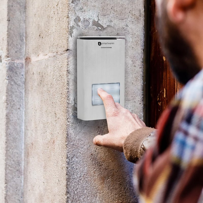 Smartwares DIC-21112 Kaputelefon - Alumínium Házas Vezetékes Intercom Rendszer 15W Teljesítménnyel, Fehér-Ezüst