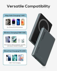 Kuulaa MagSafe 10000mAh mágneses powerbank iPhone 15/14/13-hoz, 20W, szürke 7