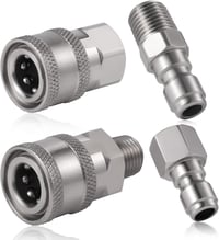 SAVITA Nagynyomású Mosó Gyorscsatlakozó Készlet - 4 db Rozsdamentes Acél NPT 1/4" Belső-Külső Menetes Adapter 5000 PSI-ig, Ezüst 1