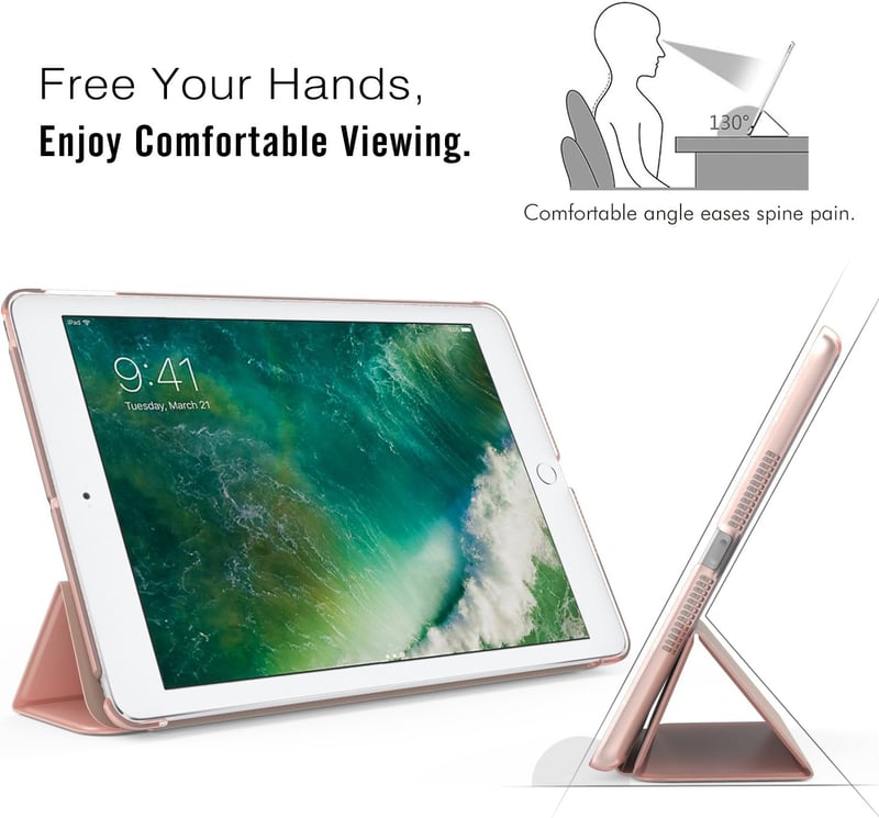 MoKo Smart Shell védőtok iPad 9.7 (2017/2018) tablethez - Rózsaarany, vékony kialakítás, automatikus alvó funkcióval

AI: I've created a Hun