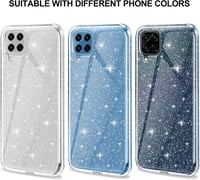 Samsung Galaxy M32 Átlátszó Csillámos Tok Kameravédővel 3
