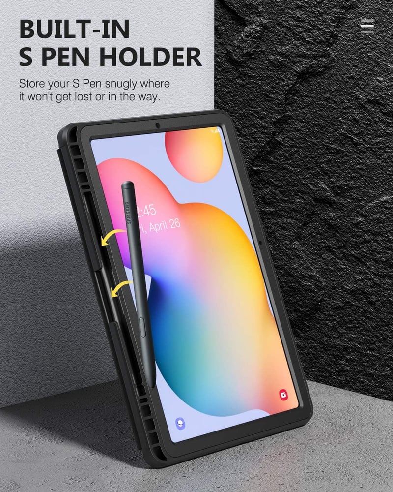 Samsung Galaxy Tab S6 Lite védőtok - MoKo 9H edzett üveg, állvány, stifttartó (fekete)