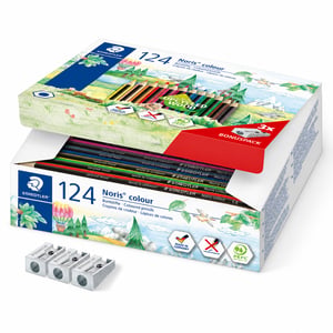 STAEDTLER Noris Colour 185 C144 Színes Ceruza Készlet – 124 db, 12 szín — törött hegyű, hiányos készlet (állapot: lásd a 2. képet)