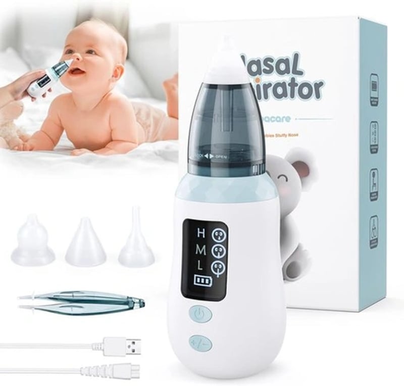 Baby Elektromos Orrszívó – Hordozható, 3 Szívóerő Fokozattal, Újszülötteknek és Gyerekeknek