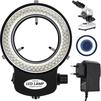 Tiamu LED Gyűrűs Mikroszkóp Világítás 144 LED-del, Állítható Fényerő 0-100%, 6000K Sztereó Mikroszkóp Lámpa Ékszerjavításhoz Fekete 1