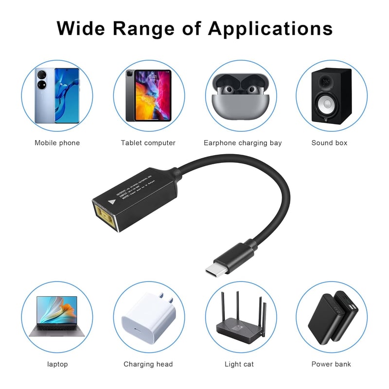 GINTOOYUN PD65W Lenovo Négyzetes USB-C Töltőkábel Laptopokhoz, Telefonokhoz és Tabletekhez - 18cm Univerzális Adapter 65W Teljesítménnyel