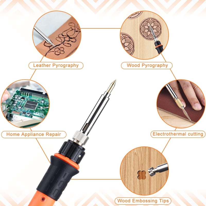 Állítható hőmérsékletű pirográf készlet fára és bőrre, DIY ajándékszett