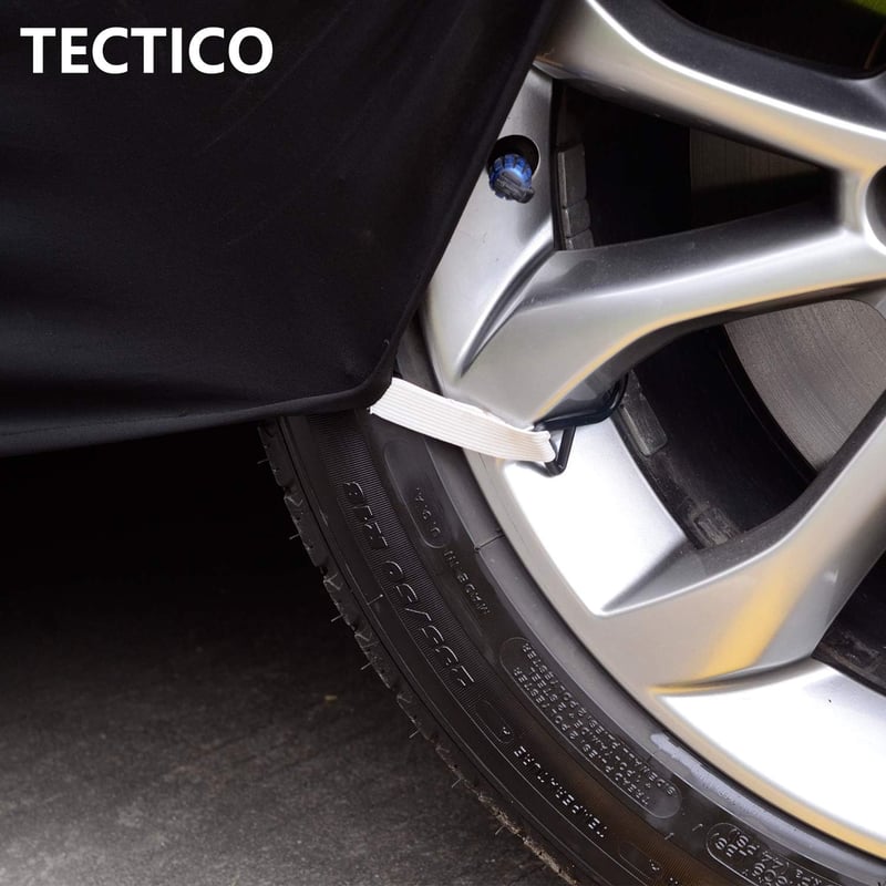 TECTICO Beltéri SUV Autótakaró - Elasztikus, Légáteresztő Porvédő Huzat Garázsba, Kiállításra - Puha, Rugalmas Fekete Anyag