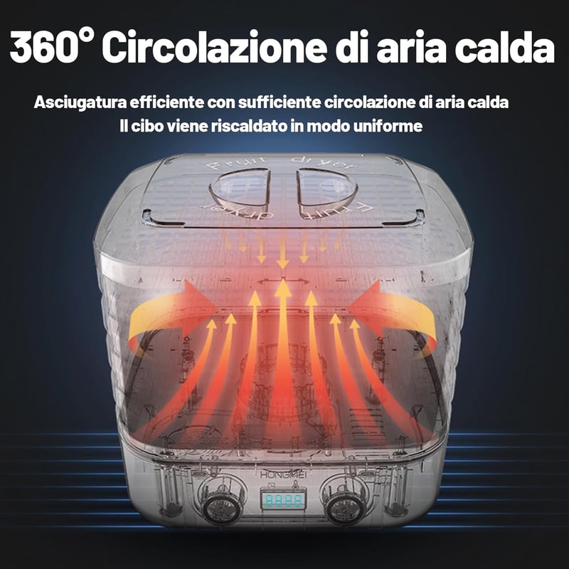 MeYuxg 5 szintes ételszárító gép, 48 órás időzítővel, 35-70°C