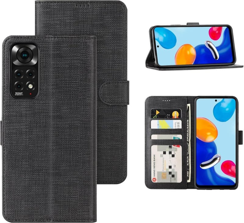 Xiaomi Redmi Note 11 Fekete Mágneses Pénztárcatok Kártyatartóval