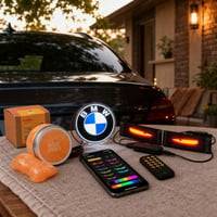 Éjszakai autófény-varázs: LED BMW embléma + autótisztító gél + okos ördögszem dekor 1