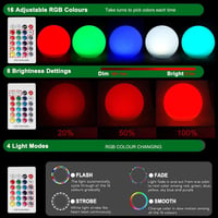 Aimosen RGB LED 30 cm Napelemes Kerti Gömblámpa - IP66 Vízálló, 16 Színű, Távirányítós, 1200 mAh Type-C Tölthető Kültéri Világítás Pázsitra, 4