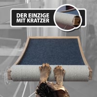 BECKSPON Összecsukható Macska Függőágy Beépített Kaparófával - Ablakra Rögzíthető Pihenőhely, 20 kg Teherbírás, Szürke, Fenyőfa Szerkezet 2