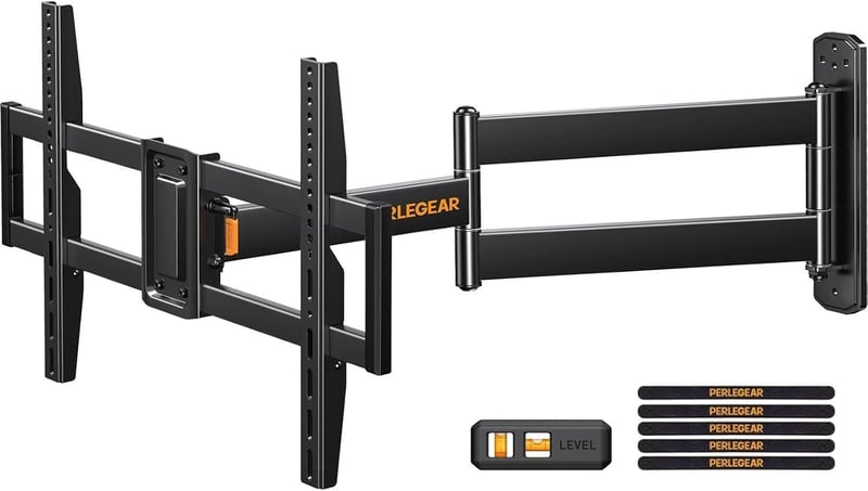 Perlegear TV Fali Tartó 32-75" LCD/LED/OLED Készülékekhez - 822 mm Hosszú Kar, 180° Forgatható, Sarokba Szerelhető, VESA 600x400mm, 45kg Teh