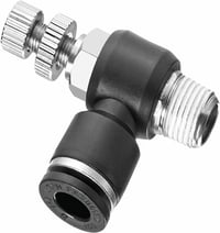 Nyomásra csatlakozó könyök áramlásszabályozó szelep 1/4" OD x 1/4" NPT menettel, 2 db-os csomag 1