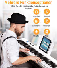 OYAYO 88 Billentyűs Összecsukható Digitális Zongora LCD Kijelzővel - Félig Súlyozott Billentyűk, Bluetooth MIDI, Hordtáskával, Gyerekeknek 5