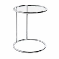 Masă mică HAKU Furniture 64235 cu blat rotund din sticlă și bază din metal cromat, modernă — lipsește șurubul marcat cu G (stare: vezi a 2-a imagine) 1