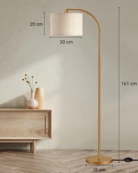 EDISHINE Állólámpa 161 cm - Arany Ívelt Padlólámpa Állítható Bézs Lenvászon Ernyővel, Lábkapcsolóval, E27 LED Izzóval Nappaliba, Hálószobába 4