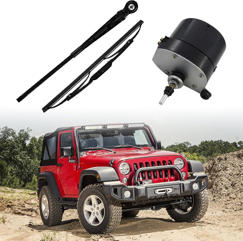 LIROPAU 12V Univerzális Szélvédő Ablaktörlő Motor Karral és Lapáttal - Traktorokhoz, Lakóautókhoz - 105° - OEM 01287358 7731000001