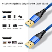 XGMATT 1 méteres kék USB 3.0 kábel, 5 Gbps, HDD és nyomtató kompatibilis 6