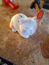 Out of the Blue Unicorn Cat kerámia persely kulccsal zárható, 17 cm, egyszarvús macska — letört perselyszarv (állapot: lásd a 2. képet) 2
