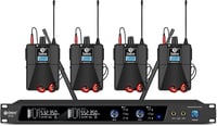 D Debra Audio PRO ER-202 UHF Dupla Csatornás Vezeték Nélküli Fülmonitor Rendszer - Színpadi, Stúdió Használatra, Zenészeknek (4 Vevőegységge 1