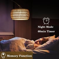 Lampadar Curbat Rayofly cu Abajur din Rattan - Lampă de Podea Vintage Boho cu Telecomandă, Bec LED, Control prin Aplicație, Dimmer 4
