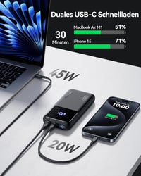 INIU 65W PD3.0 20000mAh Laptop Power Bank USB-C MacBook iPhone Samsung 4