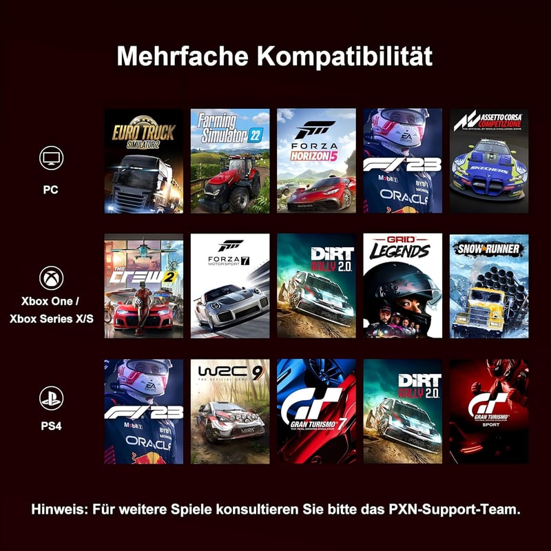 PXN V9 GEN2 Versenykormány PC-hez Pedálokkal és Váltóval - Hall-effekt Pedál, RGB Világítás, 270°/900° Állítható - PS4, PS3, Xbox Series X/S