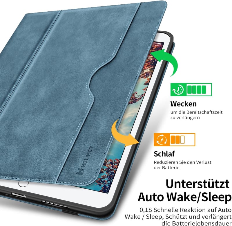 HOLIMET iPad 10.2" Tok 9/8/7 Generációhoz (2021/2020/2019) Tolltartóval - PU Bőr Védőtok, Vékony TPU Hátlap, Automatikus Alvás/Ébresztés, Ál