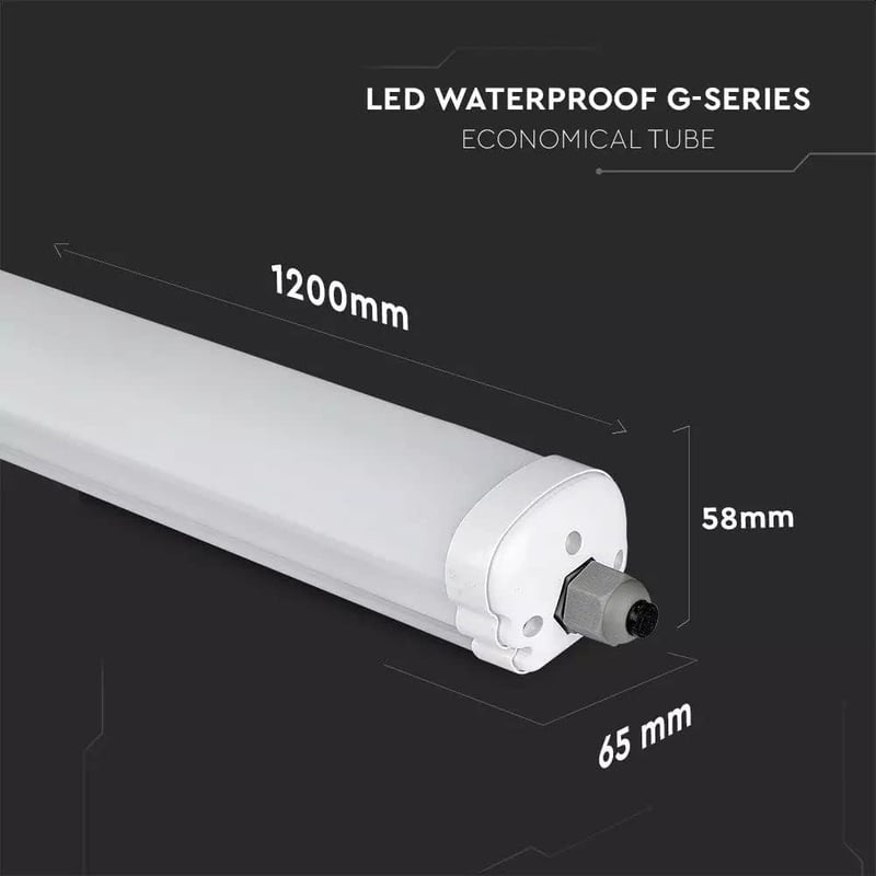 ZONE LED 4 db-os IP65 Vízálló LED Lámpa Szett - 120 cm, 36W, 4320 Lumen, Hideg Fehér 6500K, Pince és Nedves Helyiség Világítás, Kültéri-Belt