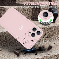 iPhone 13 Pro Max rózsaszín szilikon tok fehér szívecskékkel, ütésálló 2