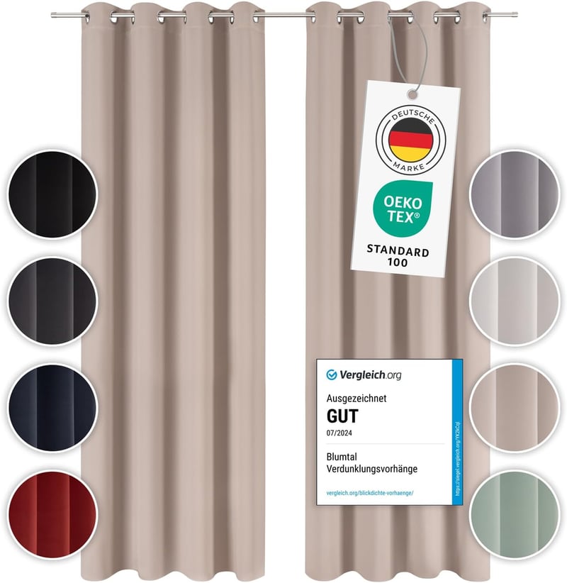 Blumtal Sötétítő Függöny Szett - Hőszigetelő, Fényáteresztést Gátló, Taupe, 265x140 cm, 2 db