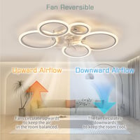 KSIBNW LED Mennyezeti Lámpa Ventilátorral - 70W Dimmelhető Fehér Lámpatest, Távirányítóval és Applikációval, 6 Sebességű Modern Ventilátor N 5