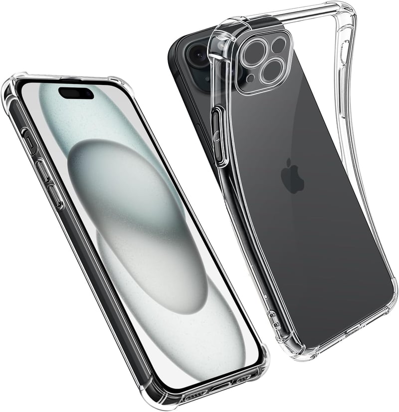 iPhone 15 Átlátszó Szilikon Tok - AUKASE Ütésálló Védőtok Megerősített Sarkokkal