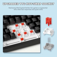 AJAZZ AK820 75% TKL Vezetékes Mechanikus Billentyűzet, Hot Swap Piros Kapcsolókkal, CNC Hangerőszabályzóval, PBT Keycaps, PC/Win/MAC - Fekete 4