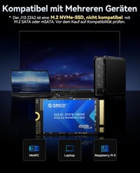 ORICO 512GB M.2 2242 NVMe SSD PCIe 3.0 - 2800MB/s Olvasási Sebesség, Réz Hűtőbordával Laptopokhoz, Mini PC-khez és IoT Eszközökhöz 6