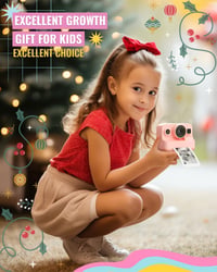 KinderKamera rózsaszín gyerek fényképezőgép 2.4" kijelzővel, azonnali nyomtatással, 32GB kártyával, 3-12 éveseknek 7