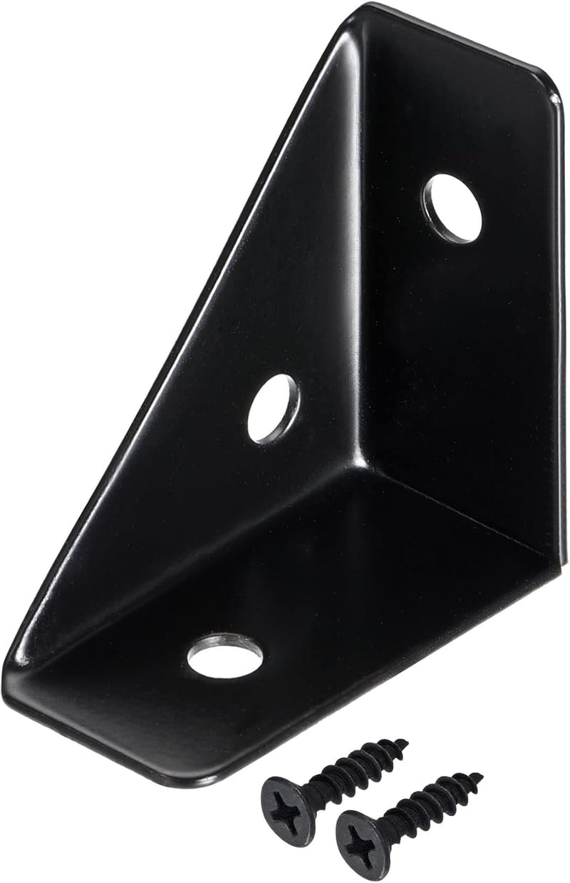 Sourcing Map 4 db Fekete Acél Sarokvas 38x38mm - Íróasztal, Ágy Merevítő